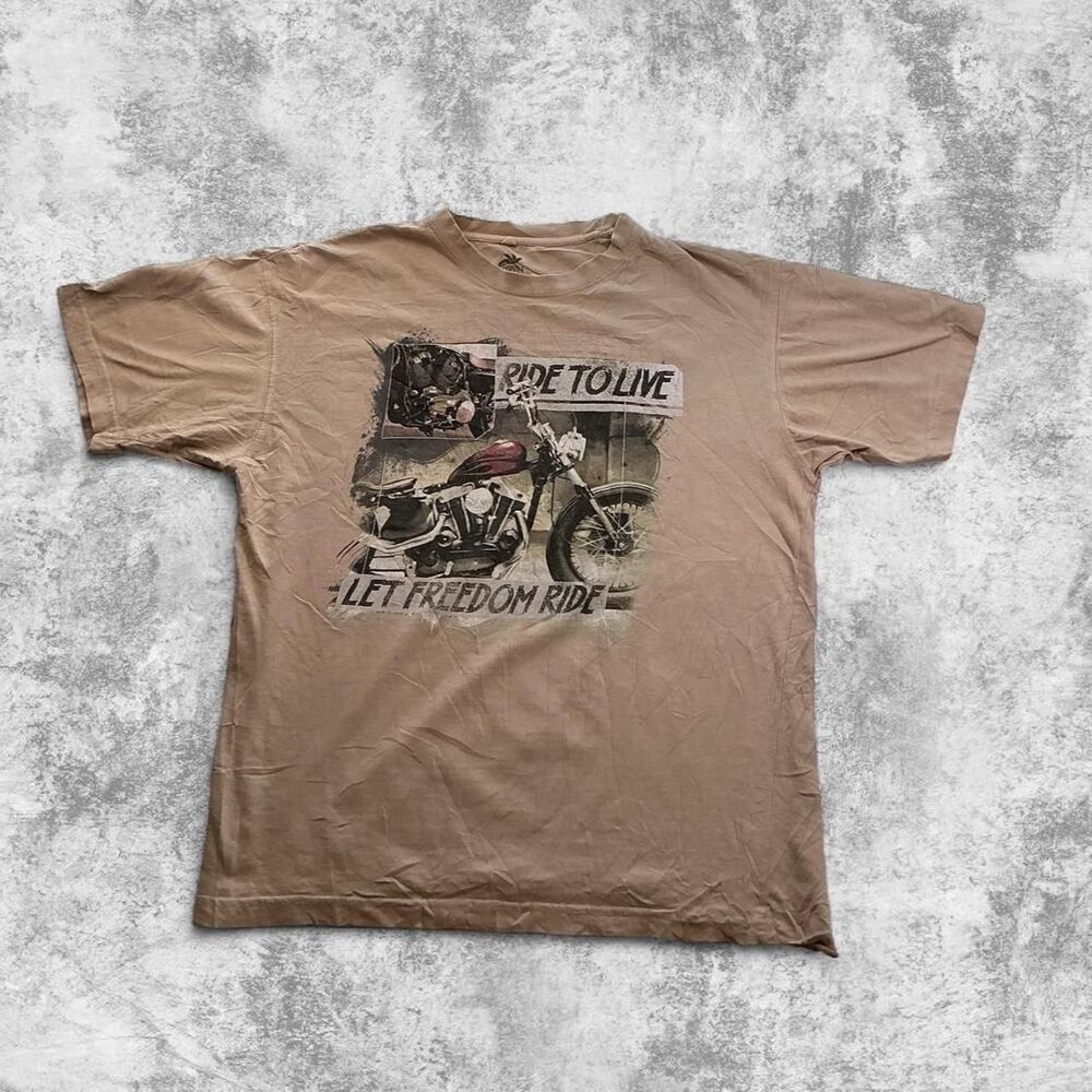 Newport-blue Men's Tan and Cream T-shirt